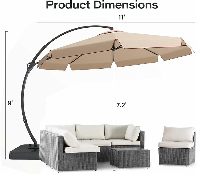 11ft Patio Cantilever Umbrella - Image 2