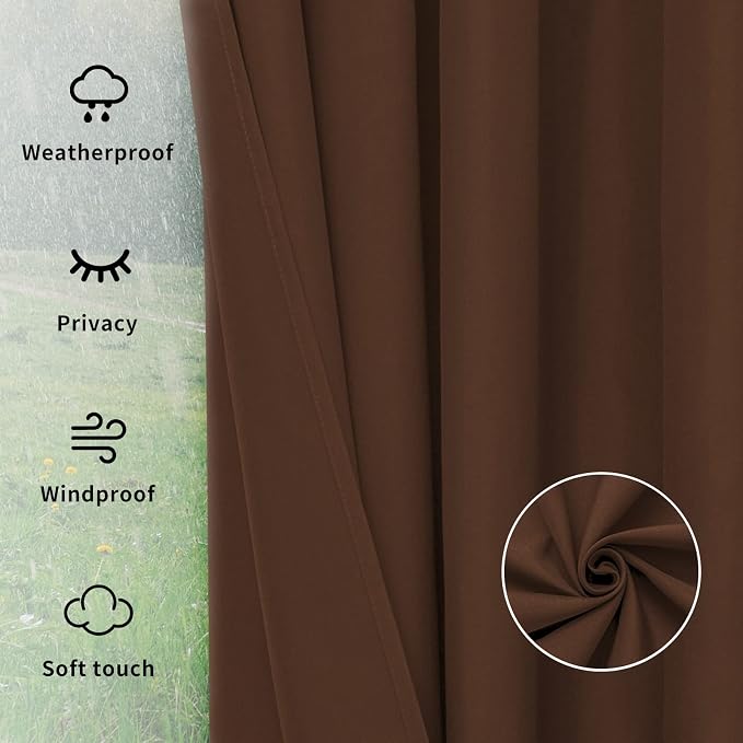 Easy-Going Outdoor Curtains for Patio 1 Panel, 150x84 inch, Weatherproof - Image 6