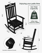 Outdoor Rocking Chair Set of 4, All-Weather Resistant Poly Lumber Rocker Chair - Image 2
