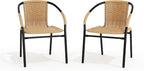 Flash Furniture Lila 2 Pack Beige Rattan Indoor-Outdoor Restaurant Stack Chair - Image 12