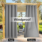 NICETOWN 2 Panels Sliver Grey Blackout Outdoor Curtains - Image 5