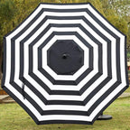 Sunnyglade 9' Patio Umbrella Black and White Outdoor Table Umbrella 8 Ribs | - Image 2