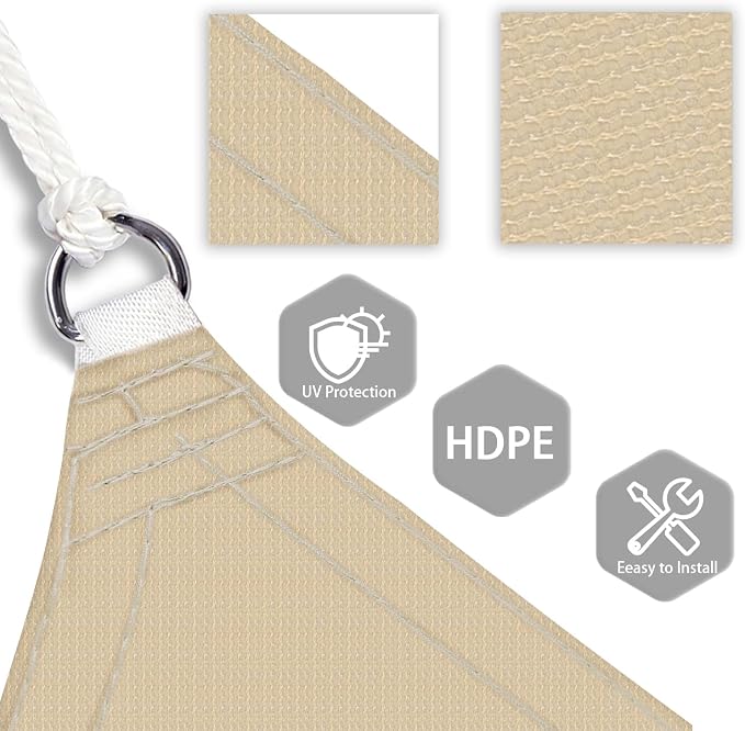 Patio Paradise 8' x 8' x 7'10" Sun Shade Sail Triangle Canopy, Permeable Shade - Image 3