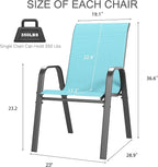 Outdoor Patio Chairs Set of 6 Stackable Dining Chairs All-Weather Textilene - Image 2