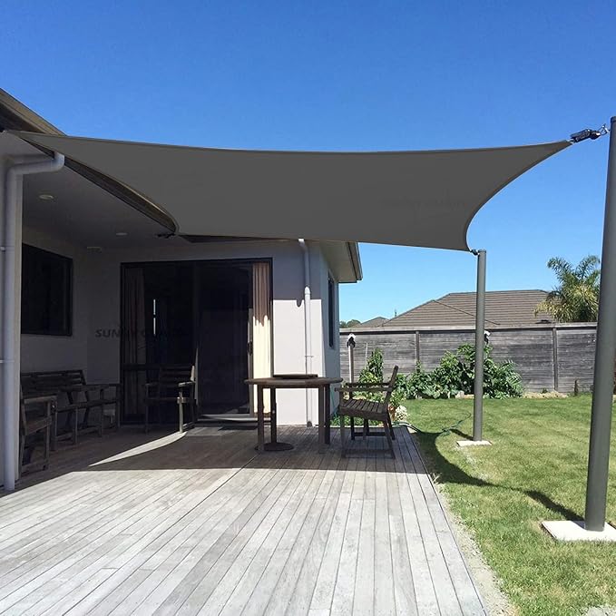 SUNNY GUARD Custom Size 12'x15' Graphite Grey Sun Shade Sail Rectangle UV Block by SUNNYGUARD