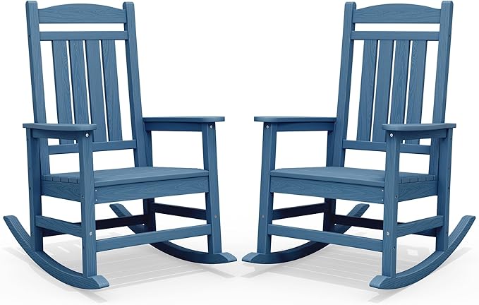 SERWALL Outdoor Rocking Chair Set of 2, Oversized Patio Rocking Chair, Porch by SERWALL