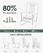 Outdoor Rocking Chair Set of 4, All-Weather Resistant Poly Lumber Rocker Chair - Image 3