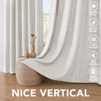 H.VERSAILTEX Ivory Curtains Blackout, 100% Blackout Linen Curtains - Image 7