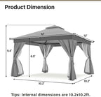 12'x12' Outdoor Gazebo with 100FT String Lights, Metal Heavy Duty Patio Canopy - Image 2