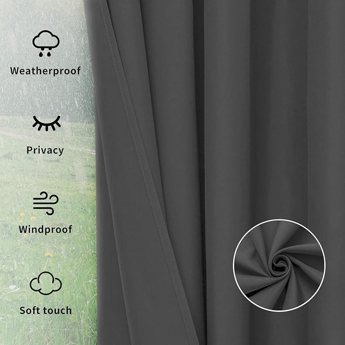 Easy-Going Outdoor Curtains for Patio 6 Panels, 54x96 inch, Weatherproof - Image 6