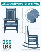 SERWALL Outdoor Rocking Chair Set of 4, HDPE Rocker - Image 2