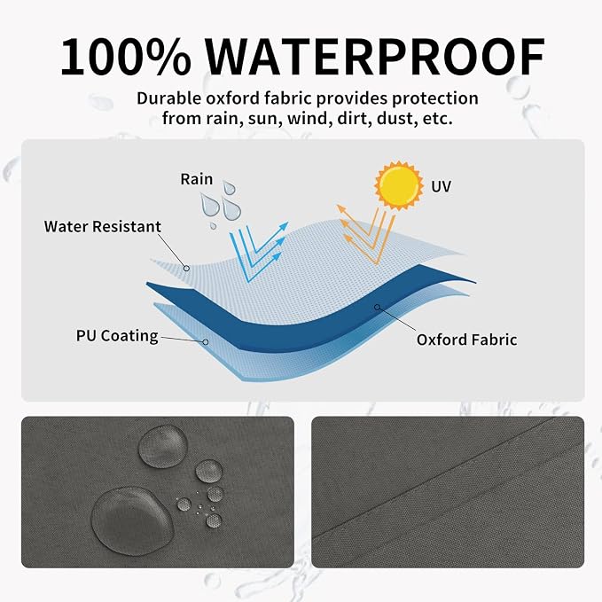 Easy-Going 100% Waterproof Outdoor Curtains 110x84 inch, Dark Grey | Windproof - Image 2