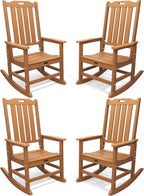 THOEOE Outdoor Rocking Chairs Set of 4, Oversized Patio Rocking Chair | HDPE by THOEOE