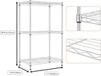 M MZG 3 Tiers Shelf Metal Storage Shelves Wire Rack Closet Organizers - Image 8