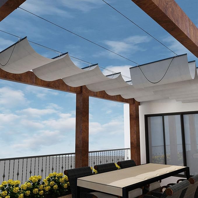 Windscreen4less 3' x 40' Retractable Sun Shade Canopy Cover Sliding Wave Shade by Windscreen4less