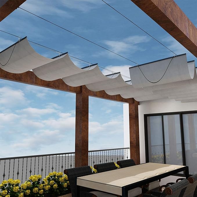 Windscreen4less 3' x 4' Retractable Sun Shade Canopy Cover Sliding Wave Shade by Windscreen4less