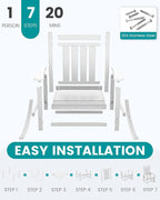 SERWALL Outdoor Rocking Chair Set of 2, Adult HDPE Rocking Chair, Oversized - Image 6