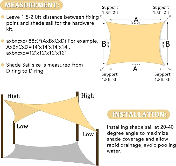 Shade&Beyond 15'x16' Sun Shade Sail Canopy Rectangle, UV Block Breathable - Image 6