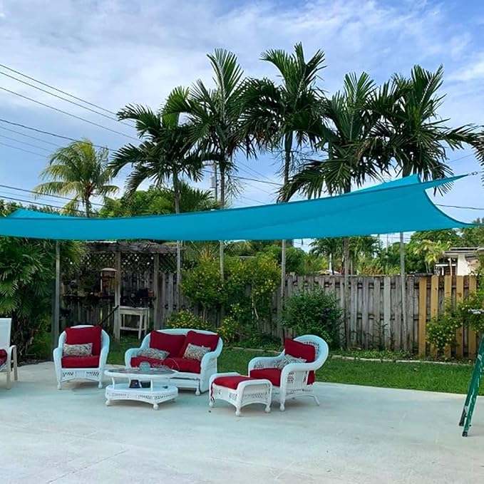 Quictent Sun Shade Sail for Patio w/Hardware Kit 185GSM 24x24ft Turquoise | - Image 8