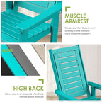 GREENVINES Oversized Outdoor Rocking Chair, HDPE Rocker, Aqua | 21.7" Wide Seat - Image 8