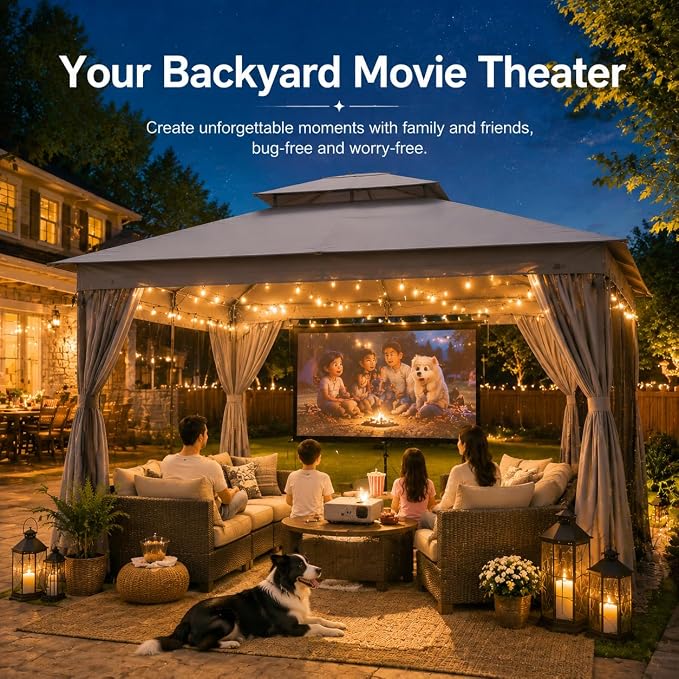 10'x13' Outdoor Gazebo, Metal Frame Heavy Duty Patio Canopy Tent Shelter - Image 2
