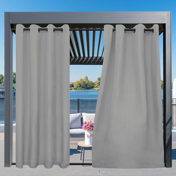 Easy-Going Outdoor Curtains for Patio 1 Panel, 54x120 inch, Light Grey | - Image 3