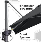 PURPLE LEAF Patio Umbrella 9' x 11.5' Rectangle All-Day Shade Control Black | - Image 5
