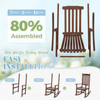 Flamaker Acacia Wood Outdoor Rocking Chairs Set of 2 | High Back and Widen - Image 4