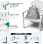 Stackable Adirondack Chairs Set of 4, Compact HDPE, All-Weather - Image 7