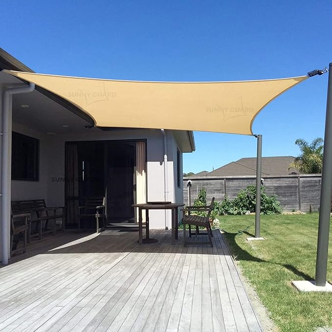 SUNNY GUARD Custom Size 7'x10' Sand Sun Shade Sail Rectangle UV Block Shade by SUNNYGUARD