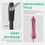 JEAREY 7.5 ft Outdoor Patio Umbrella, Table Umbrella, Rose Pink | 6 Sturdy Ribs - Image 3