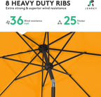 JEAREY 9FT Outdoor Patio Umbrella, Market Umbrella, Sun Orange | Outdoor Table - Image 5