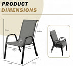 Stackable Patio Chairs Set of 1/2/4, Heavy Duty Metal Frame & Teslin Fabric - Image 3