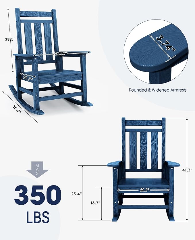 Oversized Outdoor Rocking Chair, HDPE Patio Rockers - Image 3