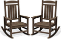 Oversized Outdoor Rocking Chair Set of 2, HDPE Porch Rocker, Coffee | by KINGYES