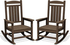 Oversized Outdoor Rocking Chair Set of 2, HDPE Porch Rocker, Coffee | by KINGYES