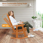VINGLI Outdoor Rocking Chair, Heavy Duty 600 LBS Wooden Rocker, Teak | High & - Image 5