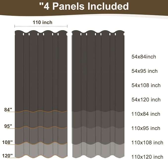 Linen Outdoor Curtains for Patio Waterproof 4 Pcs 110x84 In Cream | Light - Image 8