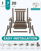 SERWALL Outdoor Rocking Chair Set of 4, HDPE Rocker - Image 7