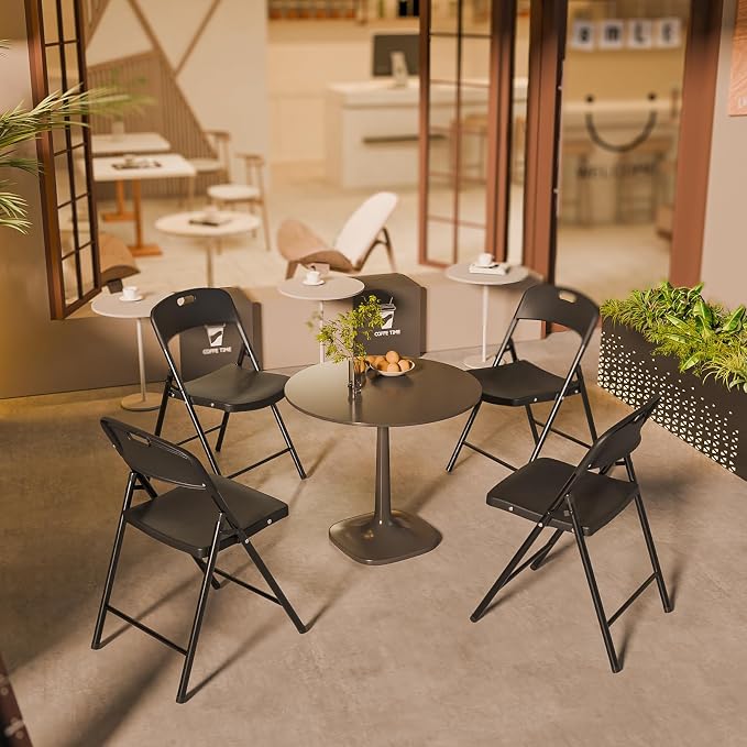 Bonnlo 10-Pack Black Plastic Folding Chairs, Portable Seat - Image 8