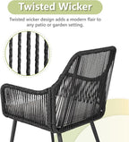 Patio Dining Chairs Outdoor Dining Chairs Set of 2, Woven Twisted Wicker Rattan - Image 4