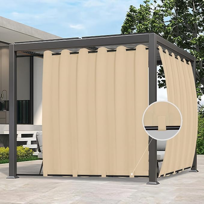 Easy-Going Outdoor Curtains for Patio 1 Panel, 110x84 inch, Weatherproof by Easy-Going
