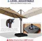 9' X 12' Cantilever Patio Umbrella Rectangle Outdoor Umbrella, 6-Level Tilt & - Image 6