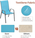 TLSUNNY Patio Chair, Outdoor Stackable Textilene Chairs Set of 8, Sky Blue | - Image 3