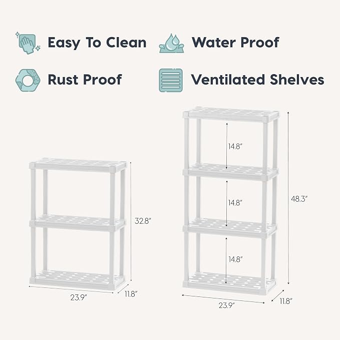 IRIS USA Plastic Storage Shelves |Made in USA| 33"H x 24"W x 12"D - Image 2