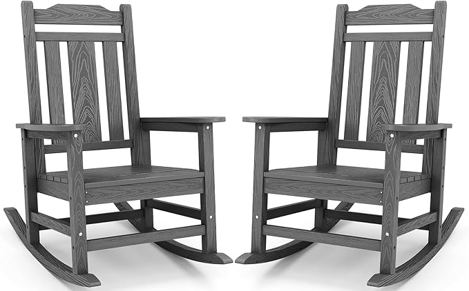 SERWALL Outdoor Rocking Chairs Set of 2, HDPE Porch Rocker Outdoor by SERWALL