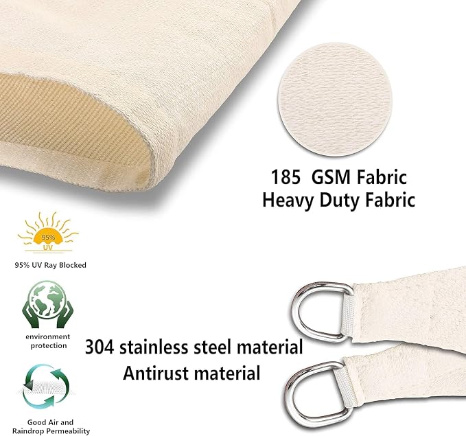Tronssien Rectangle 6'x10' Sun Shade Sail, 95% UV Blockage Canopy Awning - Image 3