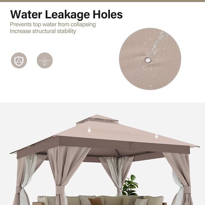 10'x13' Outdoor Gazebo, Heavy Duty Metal Frame Patio Canopy - Image 8