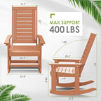 GREENVINES Oversized Outdoor Rocking Chairs Set of 4, HDPE Rocker, Teak | 21.7" - Image 3