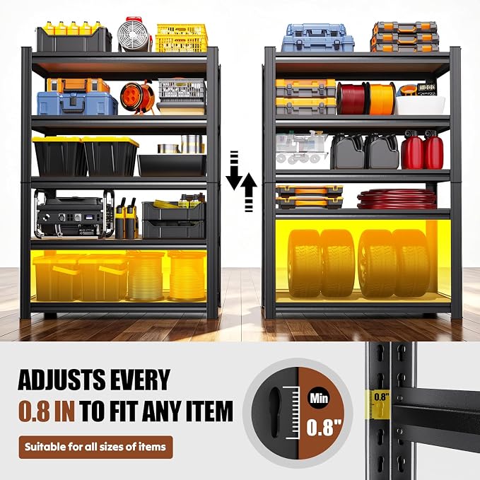 2Pack Storage Shelves, 2500lbs Garage Shelving, Adjustable Heavy Duty Shelving - Image 5